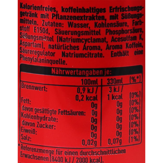Coca-Cola Zero, 24er Pack (EINWEG) zzgl. Pfand, 24 x 0,33L von Coca-Cola