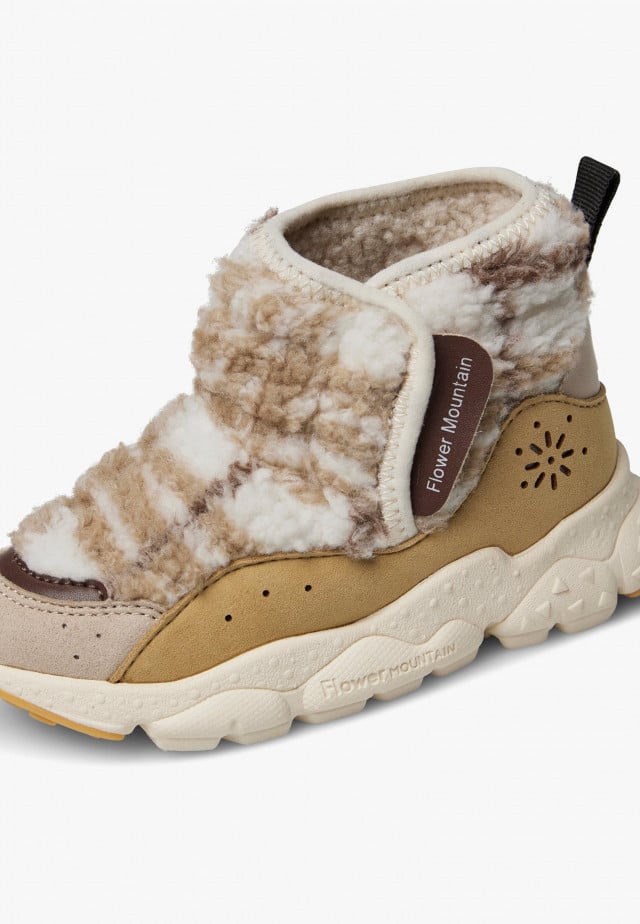 TARO JUNIOR WP.Stiefeletten aus Kunstleder und Wolle, Beige-Creme