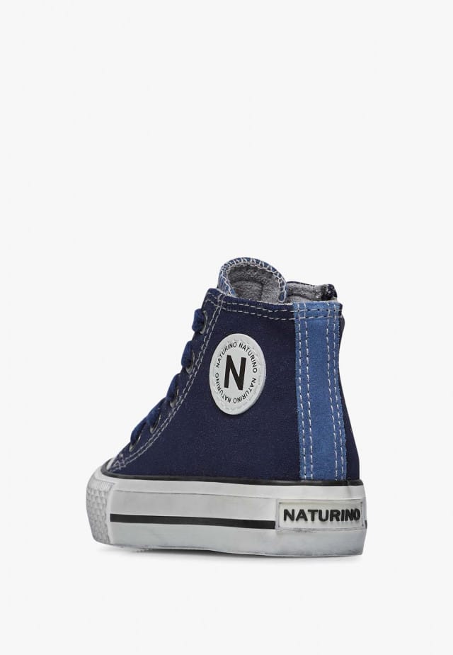 NATURINO YLFAS.Zweifarbige Sneakers aus Veloursleder, Marineblau