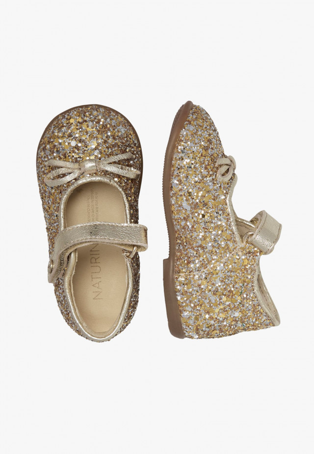 NATURINO BALLETBallerinas aus glitzerndem Leder, Platin