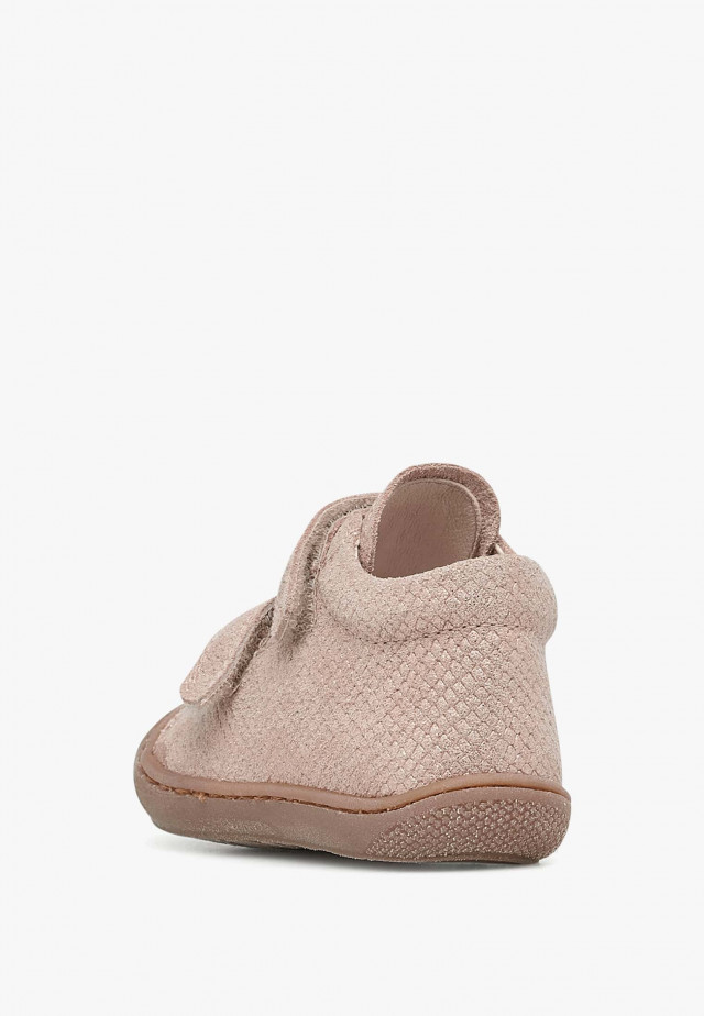 NATURINO COCOON VLLauflernschuhe aus Metallic-Veloursleder, Hellrosa