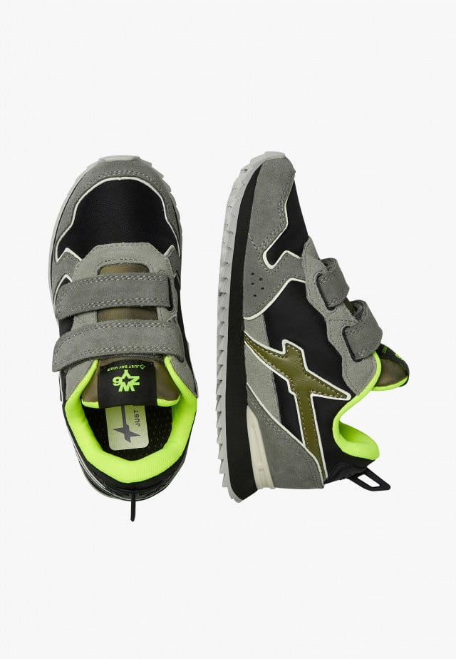 JET VL-J.Sneakers aus technischem Gewebe und Veloursleder, Grau