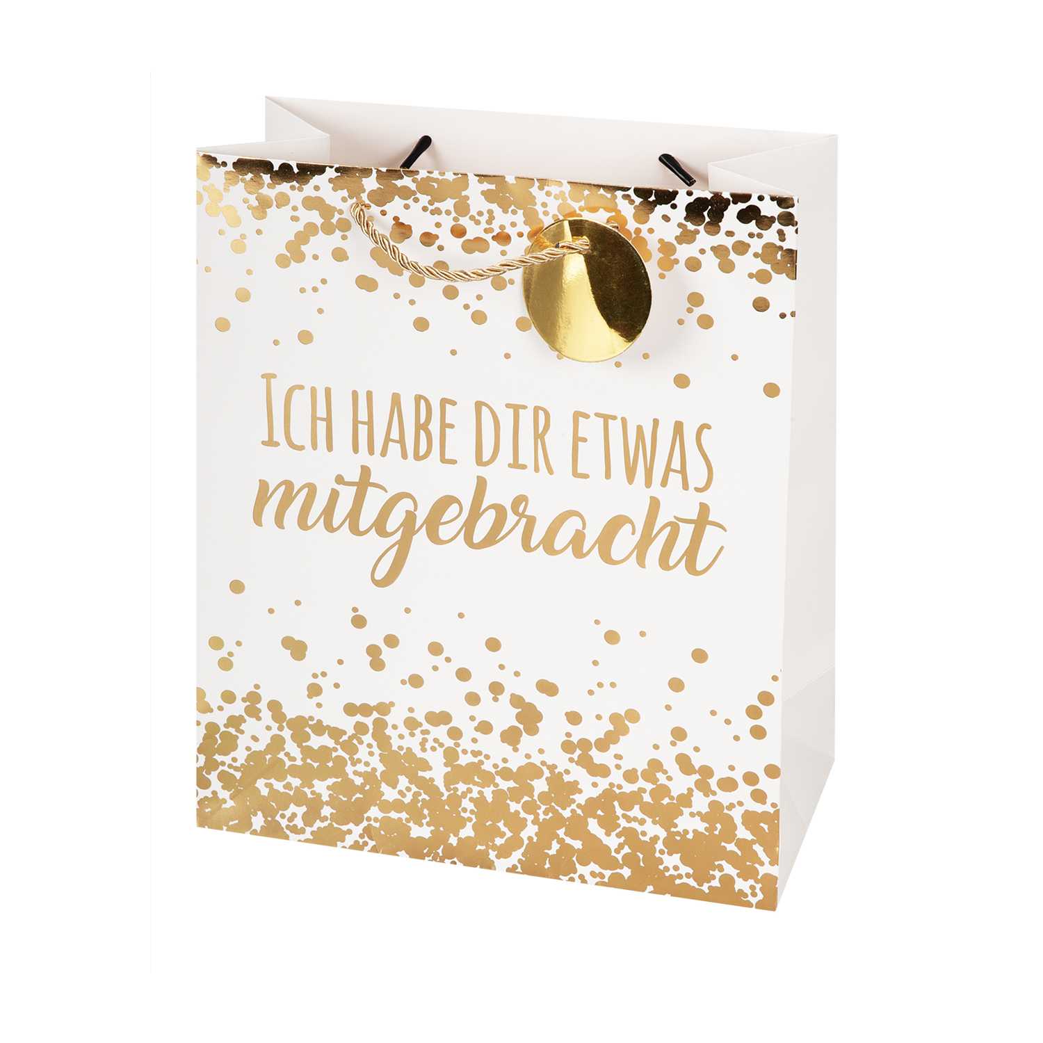 Geschenktüte Sprüche Gold, sortiert, A4