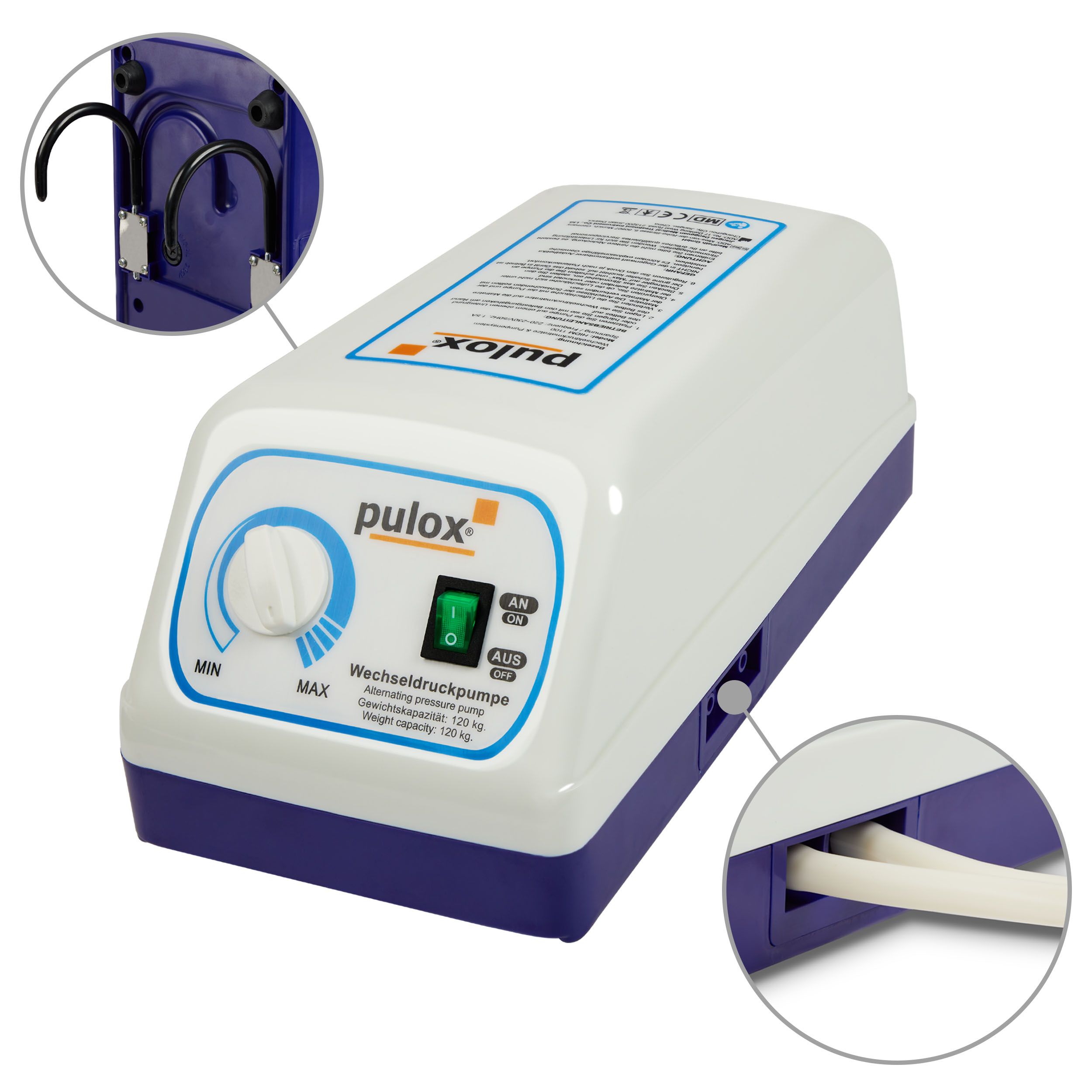 Pulox Antidekubitusmatratze mit Pumpe - Wechseldruckauflage - bis 120 kg - Beige