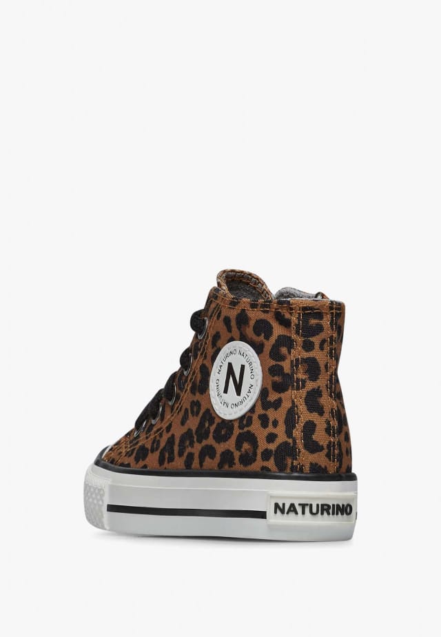 NATURINO YLFAS.Sneakers aus Stoff mit Leopardenmuster, Braun