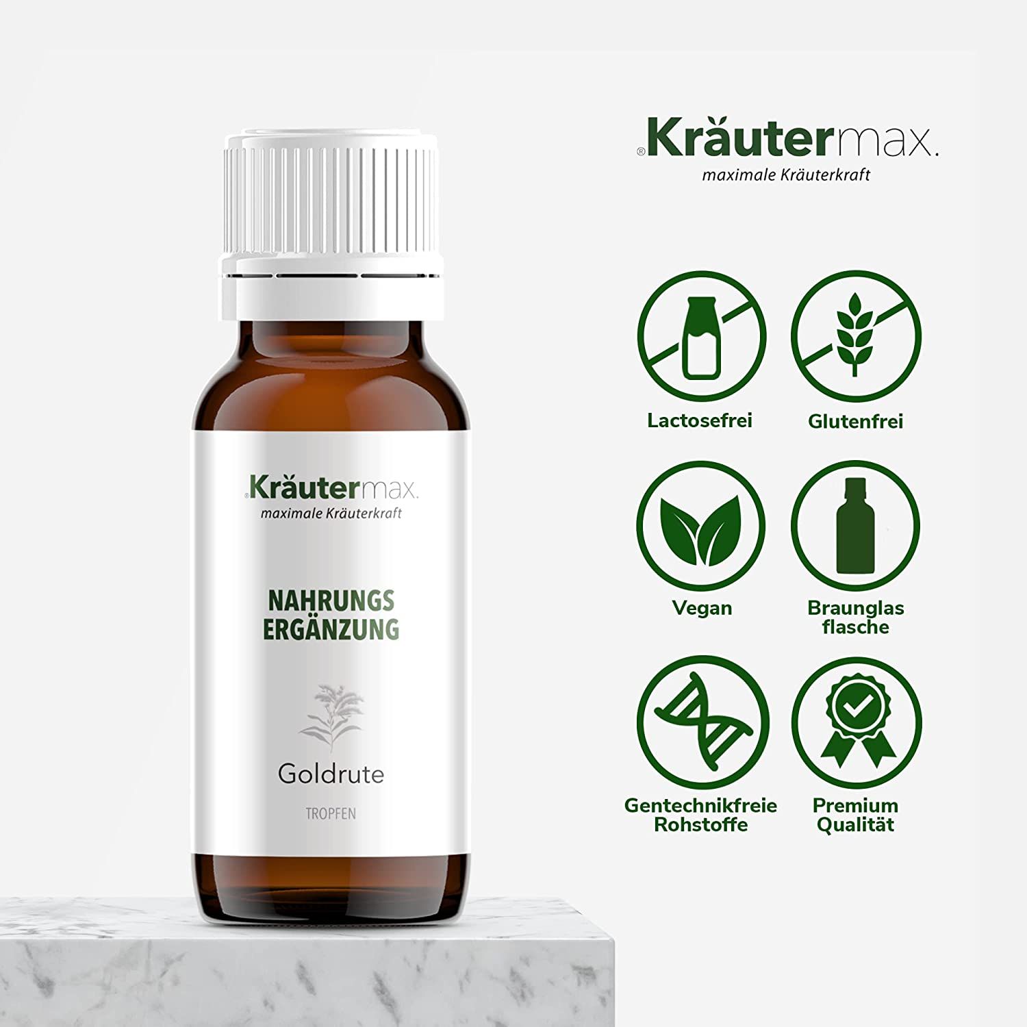 Kräutermax Goldrute Tropfen mitExtrakt aus der Blüte der Gewöhnlichen Goldrute (Solidago virgaurea)