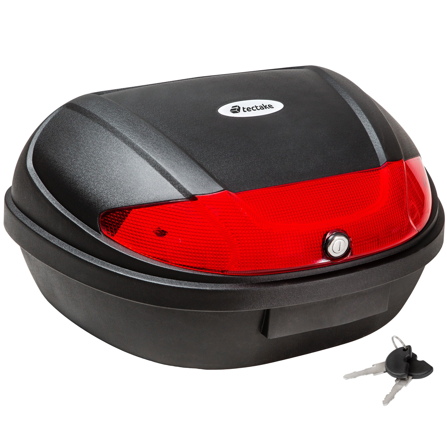 tectake® Motorradkoffer, Volumen 48 l, Platz für 2 Helme, für Mofas, Roller, Motorräder und Quads, kleiner und großer Reflektor