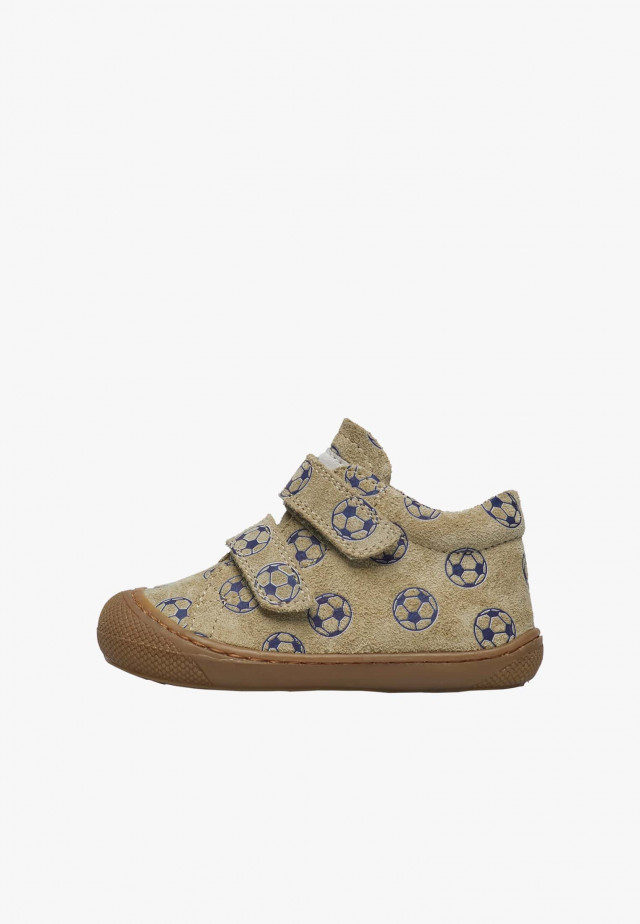 NATURINO COCOON VLLauflernschuhe aus Veloursleder mit Fußball-Print, Grau-Blau