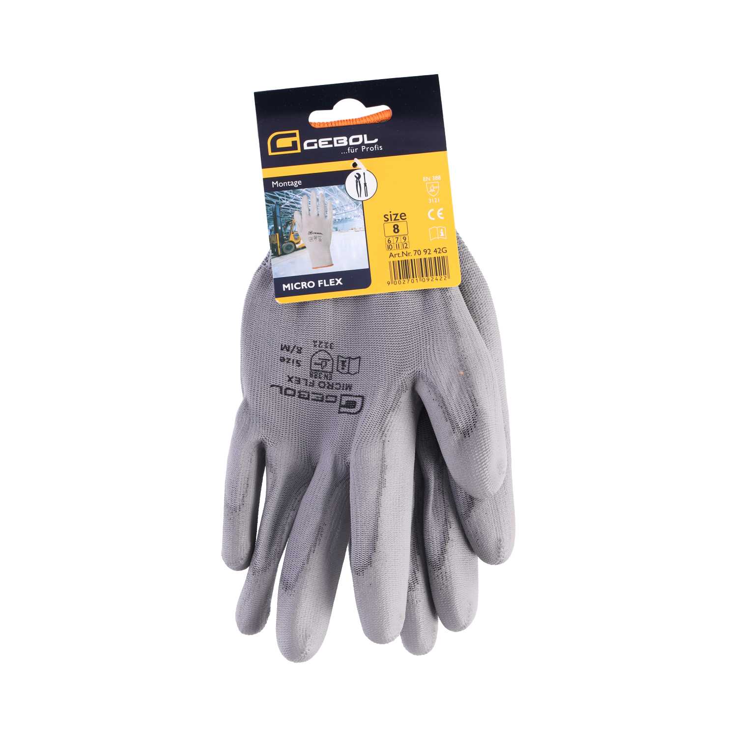 Arbeitshandschuhe Micro Flex grau, Größe 8