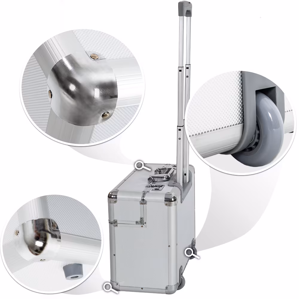 tectake® Pilotenkoffer, aus Aluminium mit abgerundeten Ecken, 2 Zahlenkombinationsschlösser, 47 x 25 x 39 cm