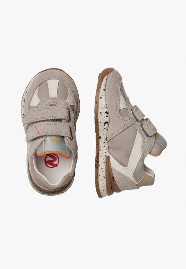 NATURINO ZIMMY VL.Sneakers aus Veloursleder und technischem Gewebe, Taupe-Kürbis