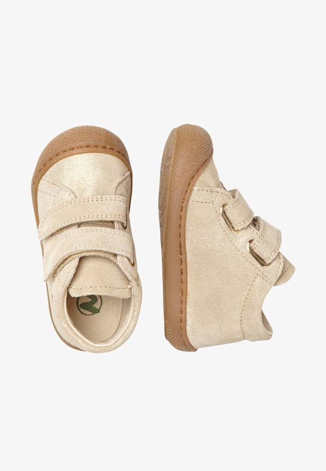 NATURINO COCOON VLLauflernschuhe aus Veloursleder in Glitter-Optik, Platin