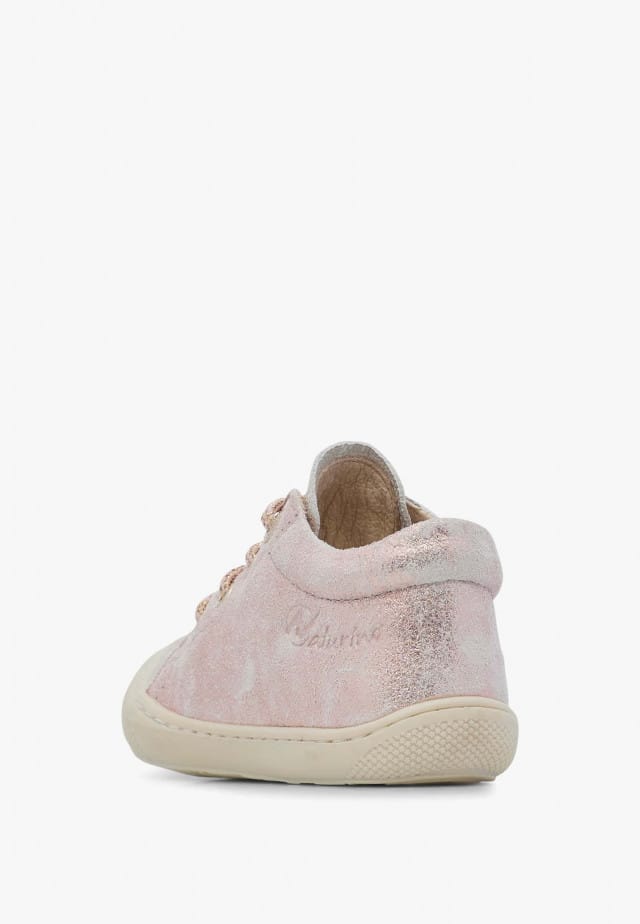 NATURINO COCOONLauflernschuhe aus laminiertem Leder und Veloursleder, Platin-Puderrosa