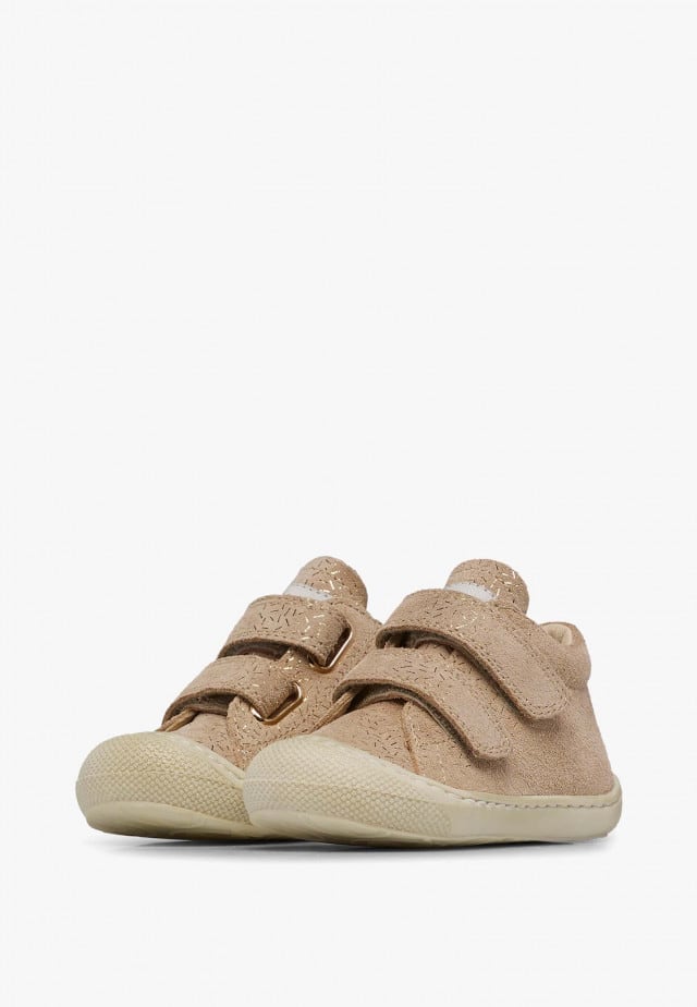NATURINO COCOON VLLauflernschuhe aus Veloursleder mit Metallic-Details, Taupe