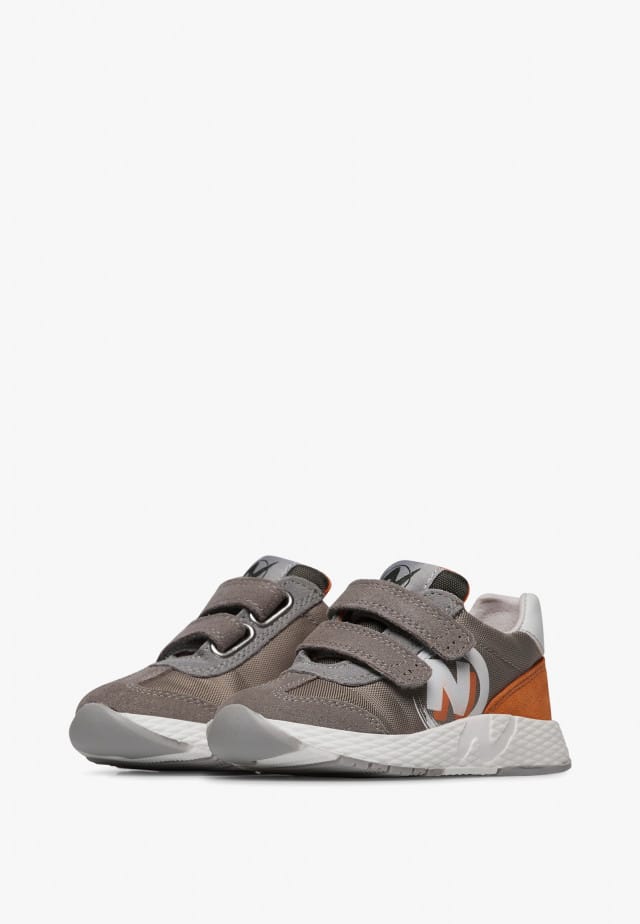 NATURINO JESKO 2 VL.Sneakers aus Veloursleder und technischem Gewebe, Grau-Orange