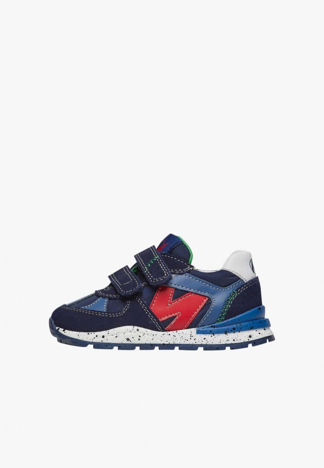 NATURINO ZIMMY VL.Sneakers aus Veloursleder und technischem Gewebe, Marineblau