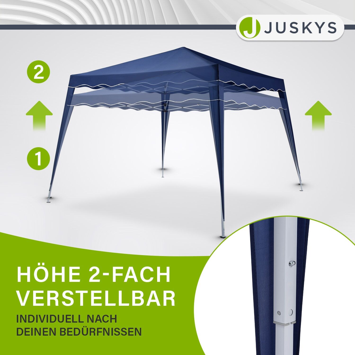 Juskys Faltpavillon Vivara 3x3 m mit Tasche – UV50+ Sonnenschutz Pavillon höhenverstellbar& faltbar