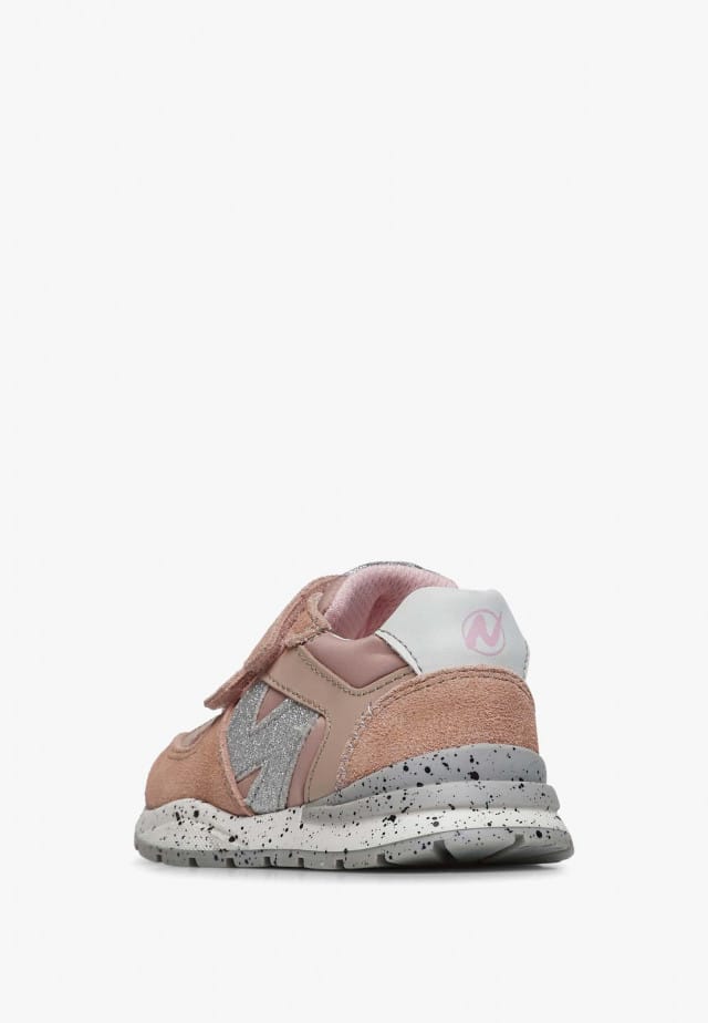 NATURINO ZIMMY VL.Sneakers aus Veloursleder und technischem Gewebe mit Glitzer, Puderrosa