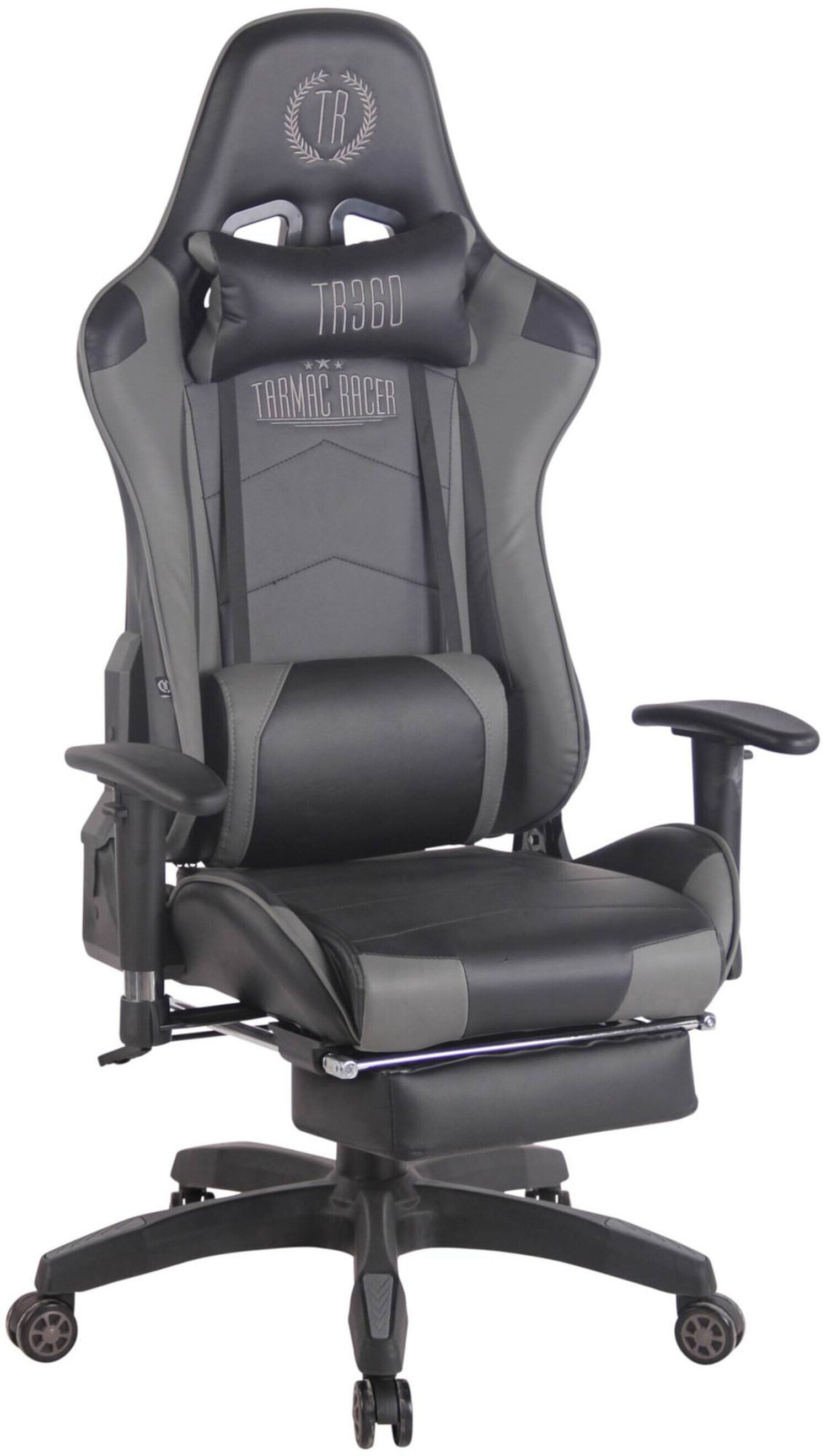 TPFLiving Racing Bürostuhl Turbine mit Fußablage Schwarz/Blau
