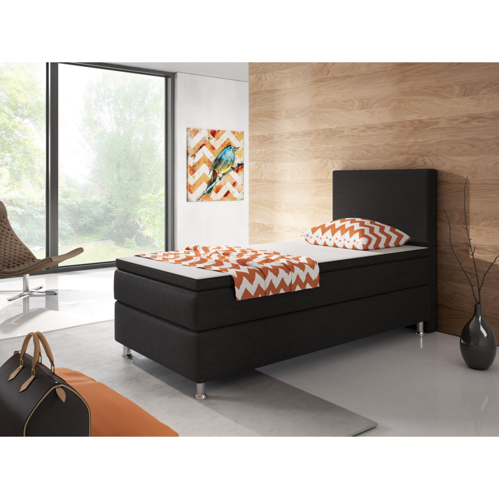 Inter Handels Boxspringbett Berlin 90x200 schwarz