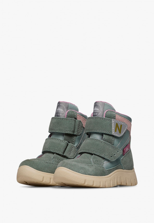 NATURINO RIVO VL WP.Stiefel aus Leder und technischem Gewebe, Salbei