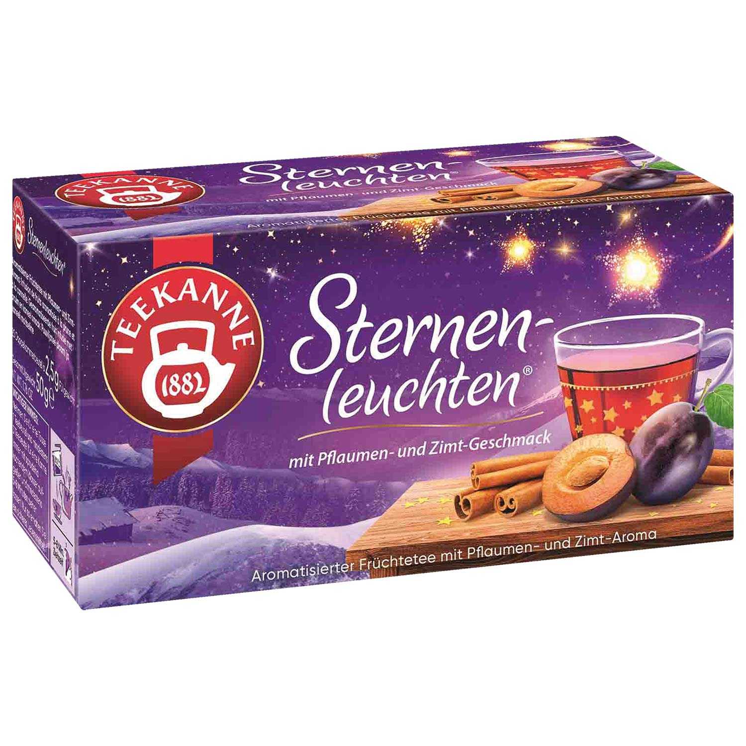 Teekanne Tee Sternenleuchten Früchtetee mit Pflaumen- & Zimtgeschmack 50 g 20er
