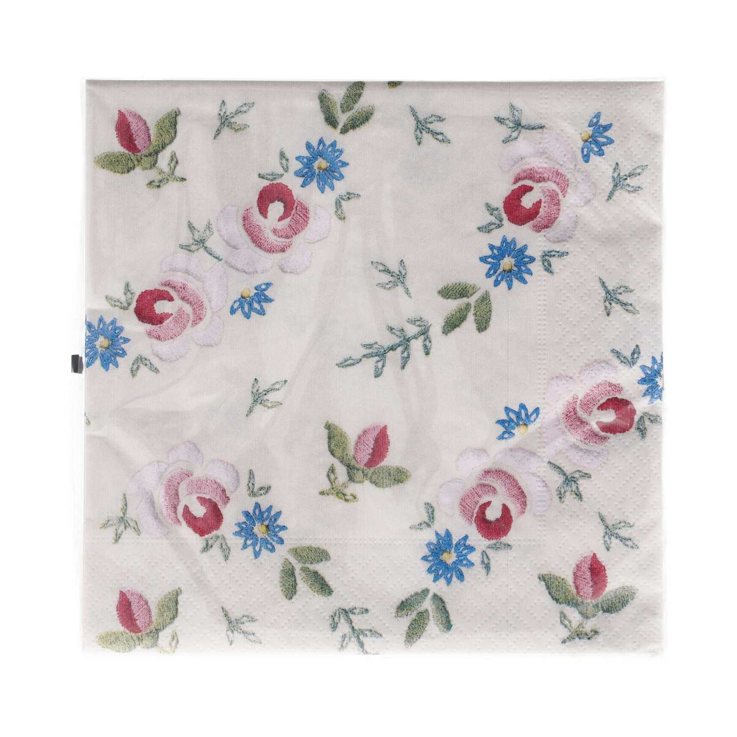 Servietten 20er 33x33cm Blumenstickerei