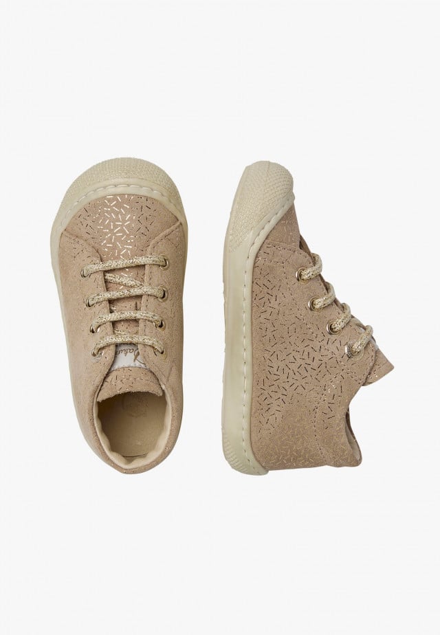 NATURINO COCOONLauflernschuhe aus Veloursleder mit Metallic-Details, Taupe