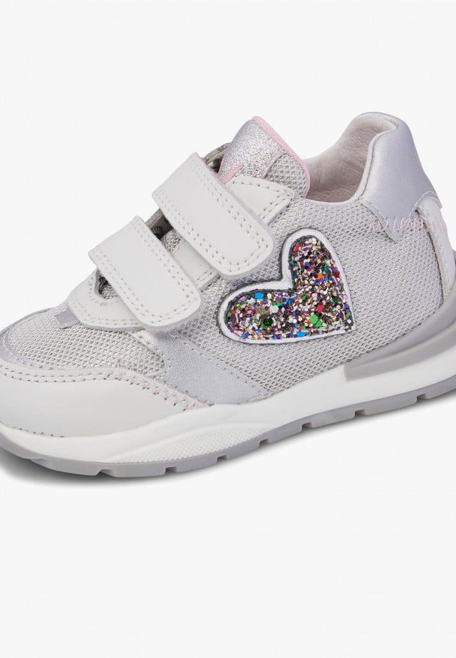 NATURINO QUELLY VL.Sneakers aus Leder un technischem Gewebe, Silber