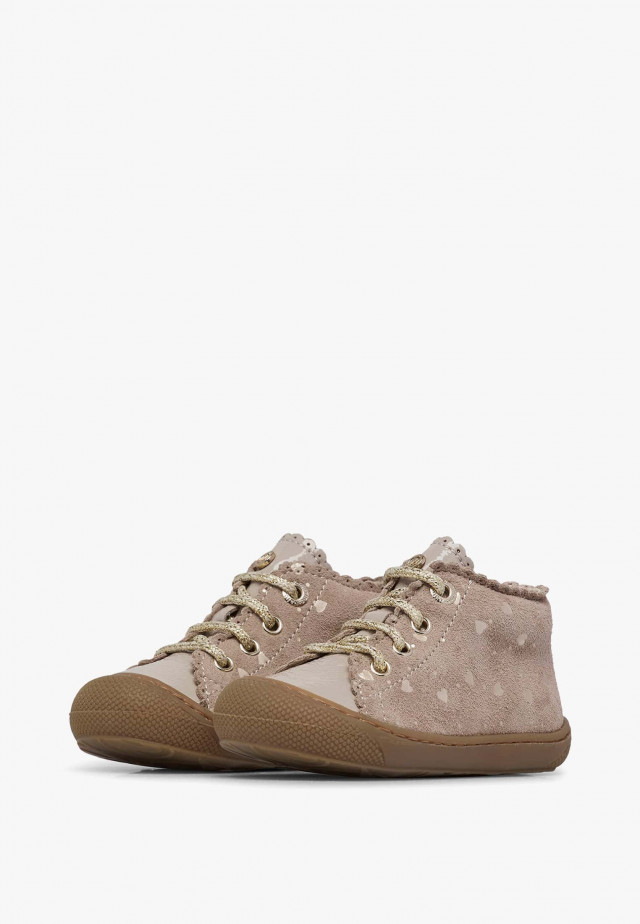 NATURINO COTTINSLauflernschuhe aus Veloursleder und Lackleder, Beige-Taupe