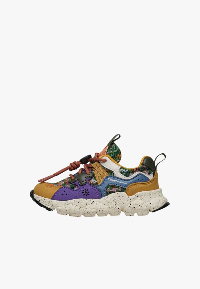 YAMANO 3 JUNIOR.Sneakers aus Kunstleder und Gewebe, Kürbis-Violett