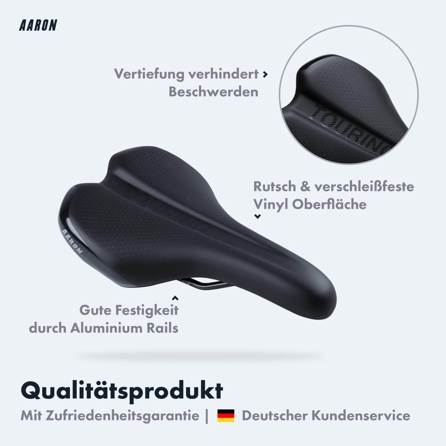 AARON Touring ergonomischer FahrradsattelUnisex für Trekkingrad, Mountainbike, Stadtrad, E-Bike