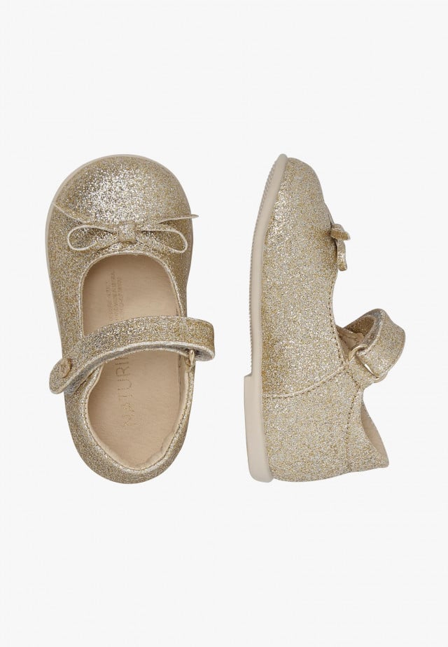 NATURINO BALLETBallerinas aus glitzerndem Leder, Platin