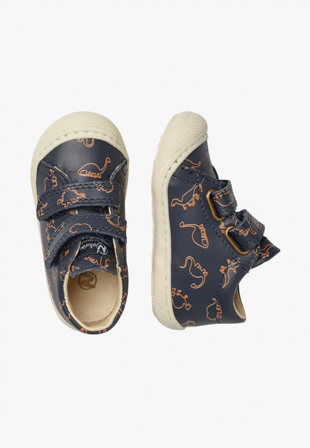 NATURINO COCOON VLLauflernschuhe aus Leder mit Dinosaurien-Print, Marineblau