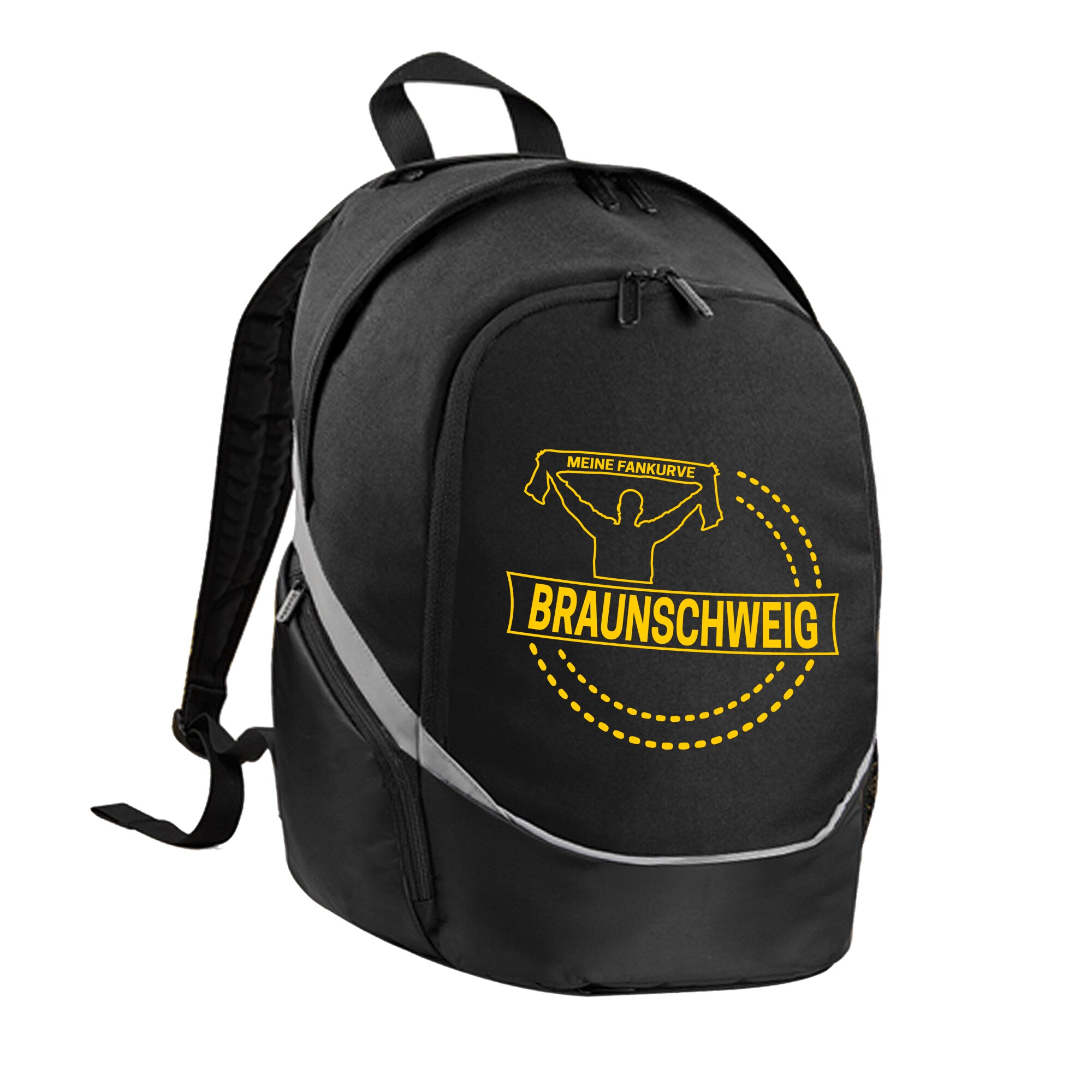 multifanshop® Rucksack - Braunschweig - Meine Fankurve - Druck gelb