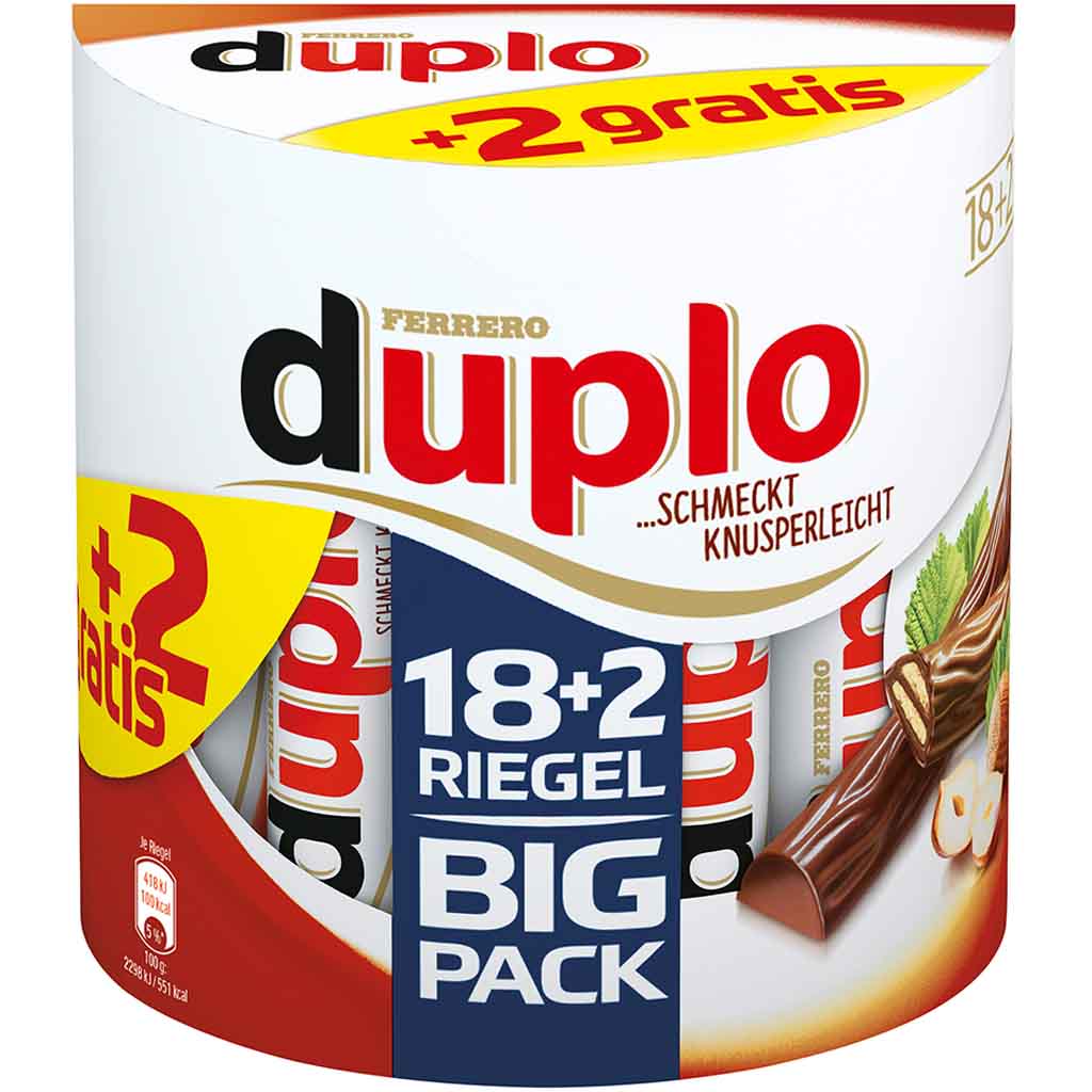Ferrero Duplo Big Pack 18+2 Schokoriegel 364g MHD:9.3.25