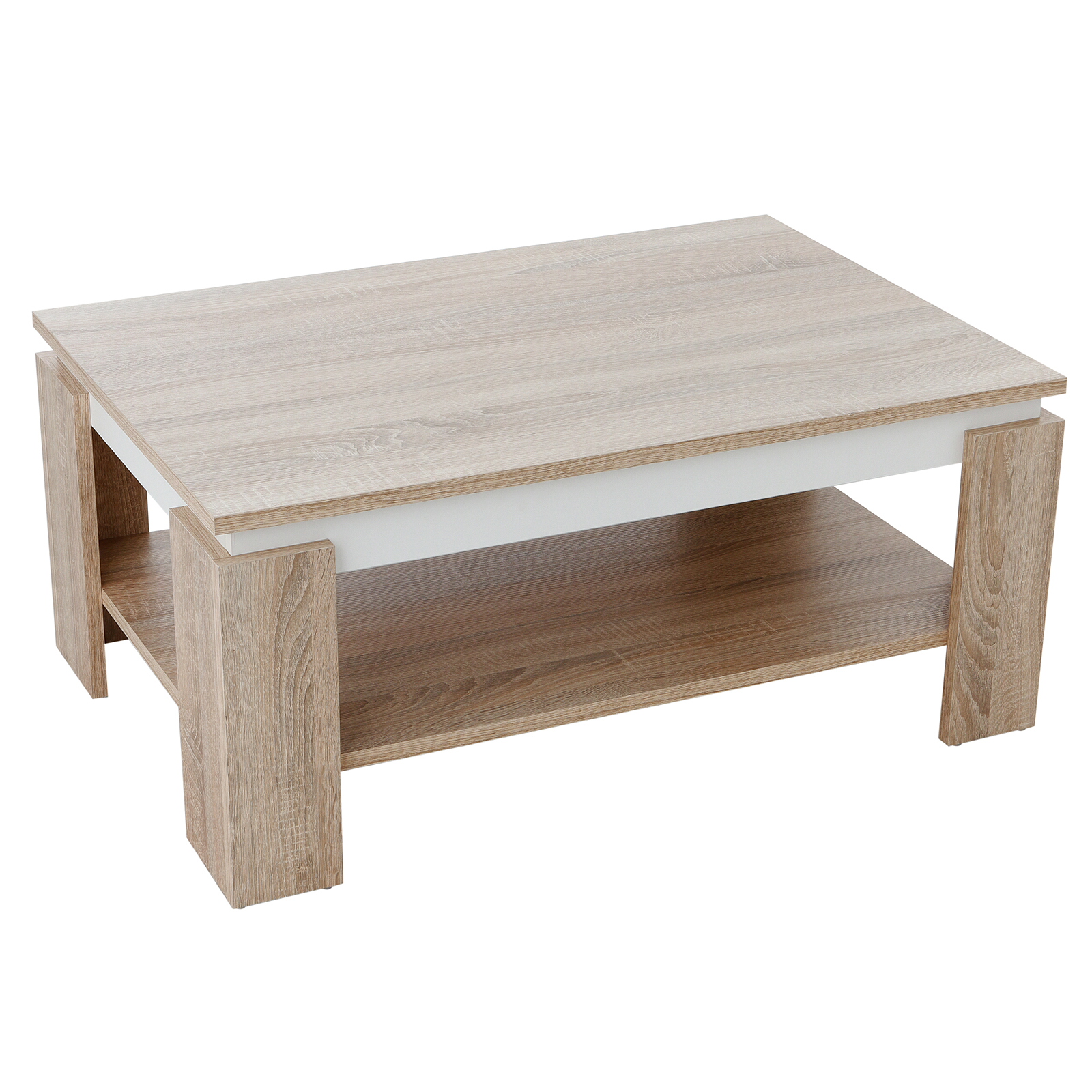 Couchtisch - Sonoma Eiche - weiß - 90 cm