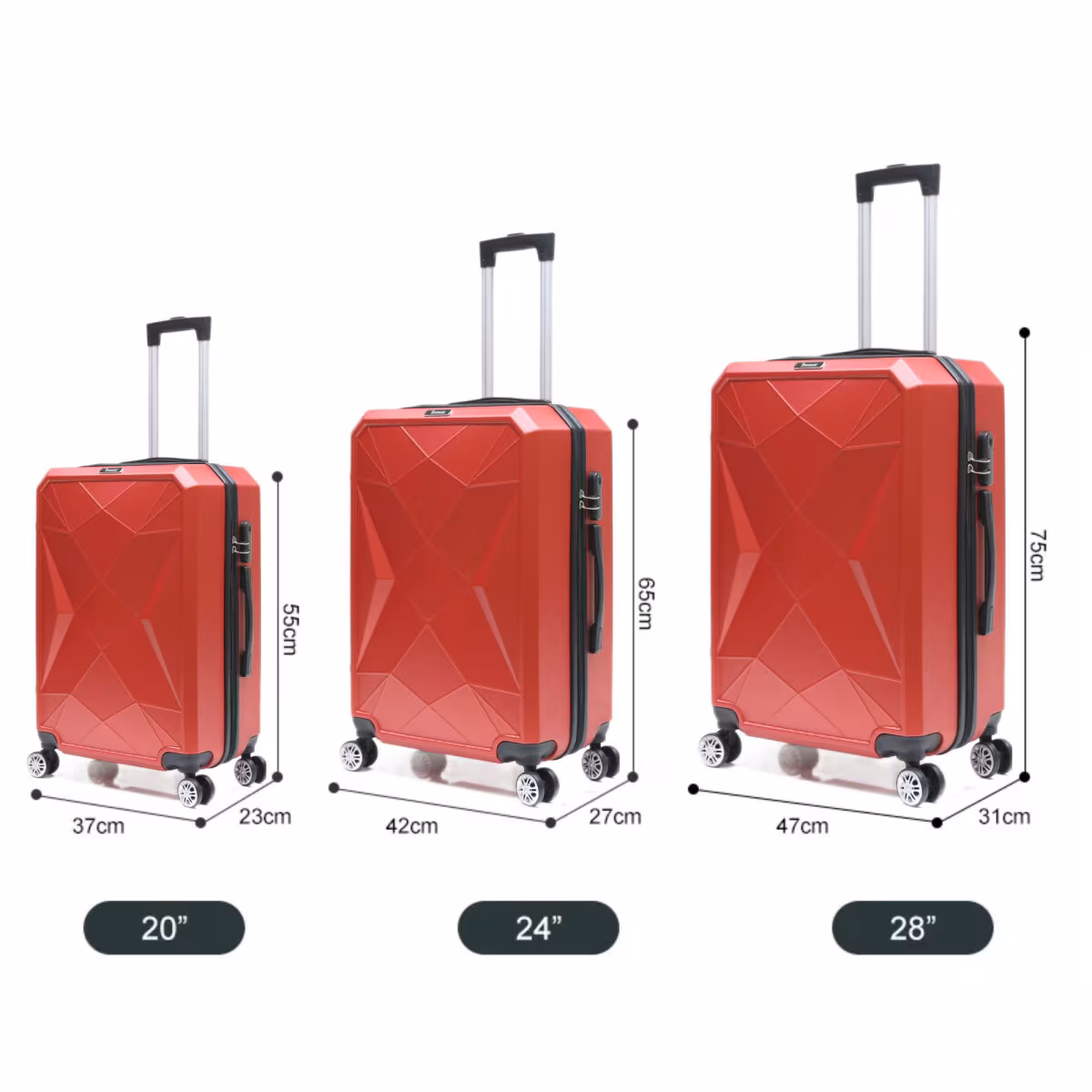 Reisekoffer ABS-03 Koffer 3-teilig Hartschale Trolley Set Kofferset Ha