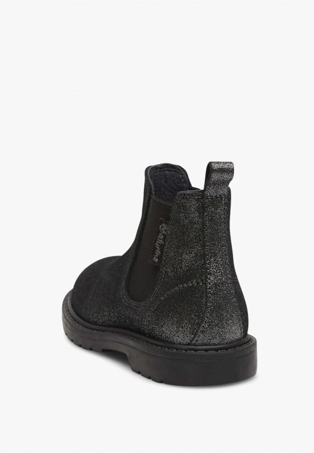NATURINO PICCADILLYStiefeletten aus glitzerndem Veloursleder, Schwarz