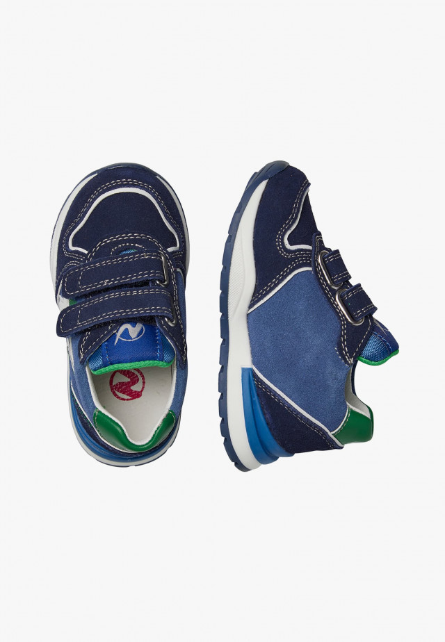 NATURINO ROY VL.Sneakers aus Veloursleder und technischem Gewebe, Marineblau-Weiß