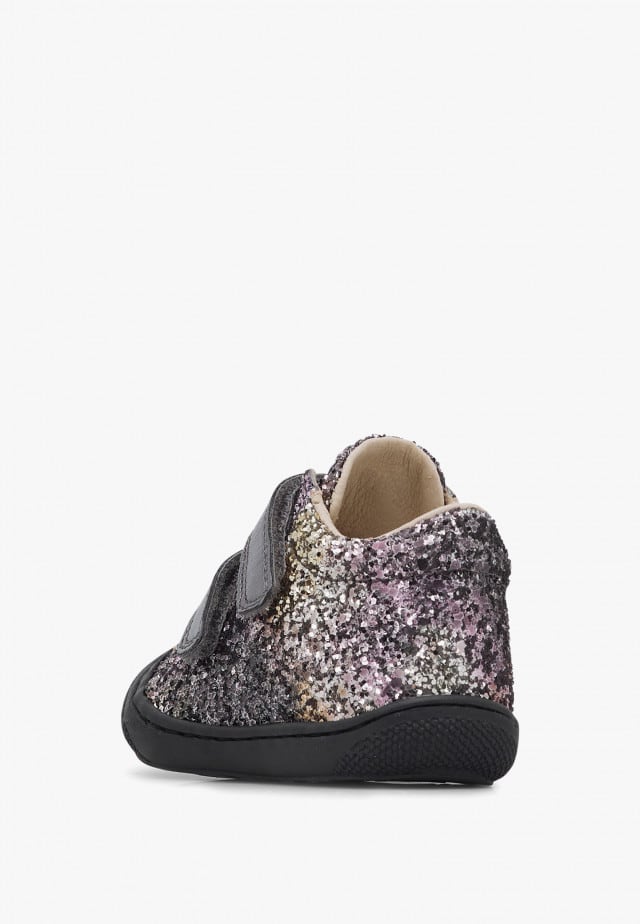 NATURINO COCOON VLLauflernschuhe aus Metallic-Leder und Glitzer, Anthrazit
