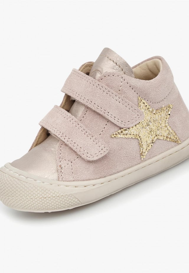NATURINO KOLDE VLLauflernschuhe aus Leder und Veloursleder, Puderrosa-Platin