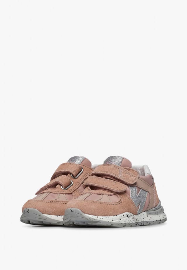 NATURINO ZIMMY VL.Sneakers aus Veloursleder und technischem Gewebe mit Glitzer, Puderrosa