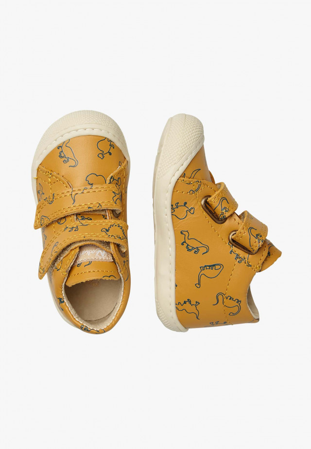 NATURINO COCOON VLLauflernschuhe aus Leder mit Dinosaurien-Print, Kürbis