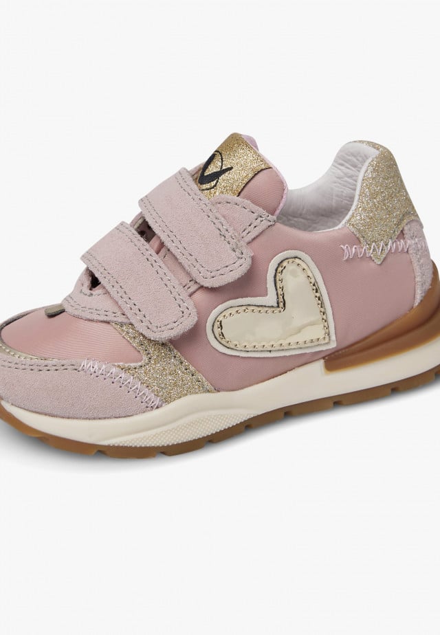 NATURINO QUELLY VL.Sneakers aus Veloursleder und technischem Gewebe, Puderrosa