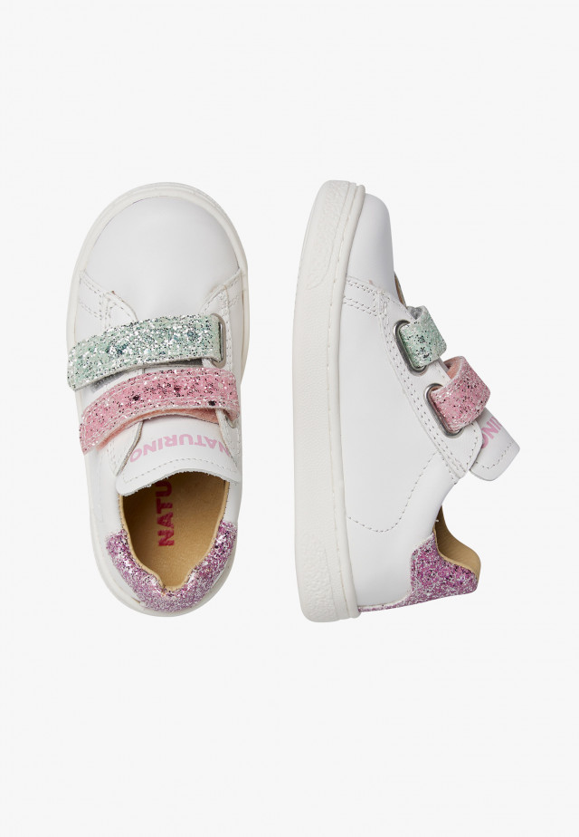 NATURINO HASSELT 2 VL.Sneakers aus Leder und Glitter, Weiß