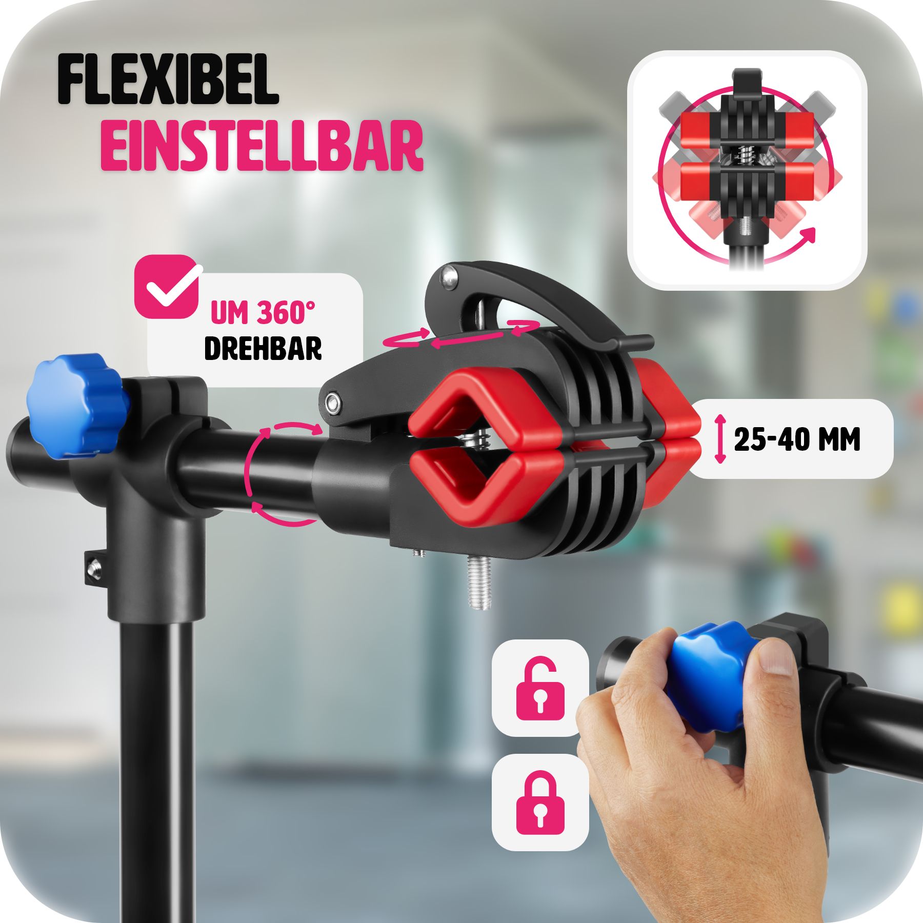 tectake® Fahrradmontageständer, klappbar, für alle gängigen Modelle, lackschonend, inklusive Werkzeugablage