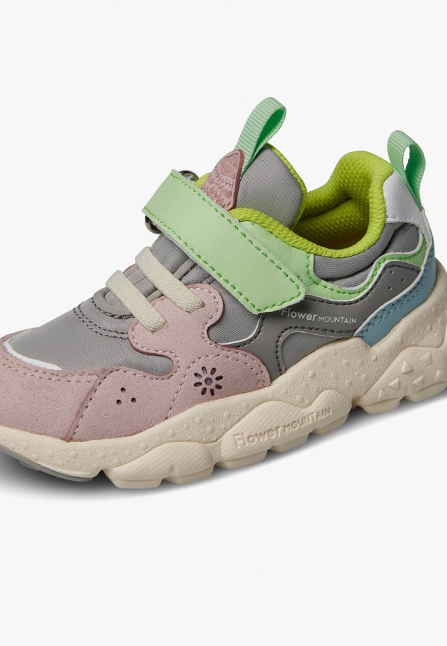 YAMANO 3 JUNIOR VL.Sneakers aus Kunstleder und technischem Gewebe, Grau-Rosa