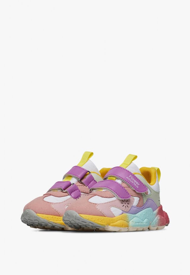 SABURO JUNIOR VL.Sneakers aus Kunstleder und technischem Gewebe, Rosa-Weiß