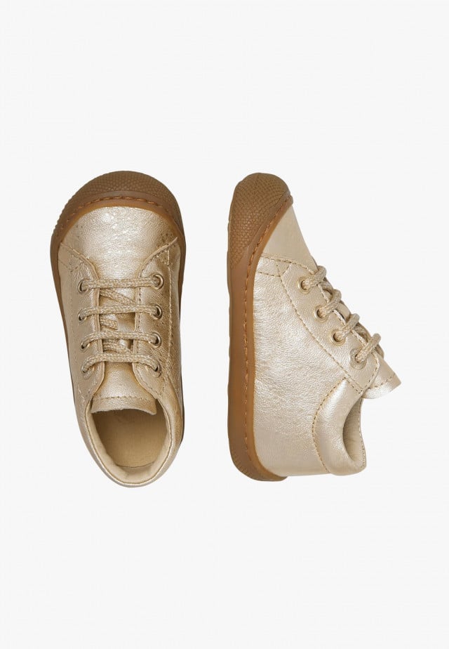 NATURINO COCOONLauflernschuhe aus Metallic-Leder, Platin